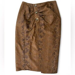 Zara Brown Snake Print Pencil Skirt Y2k.